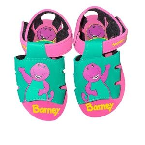Vintage NWT 90s Barney Toddler Sandals Size 8 | Purple Teal Pink | Lyons Group